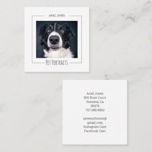 Pet Portrait Fotograaf Vierkante Visitekaartje (Voorkant / Achterkant)