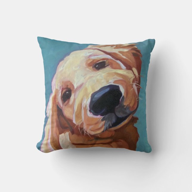 Pet Portrait Golden Retriever Pillow Kussen (Voorkant)