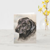 Pet Portrait - Zwart Lab Kaart (Gele Bloem)