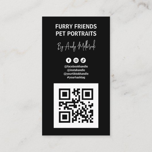 Pet Portret Art QR-code Visitekaartje (Achterkant)
