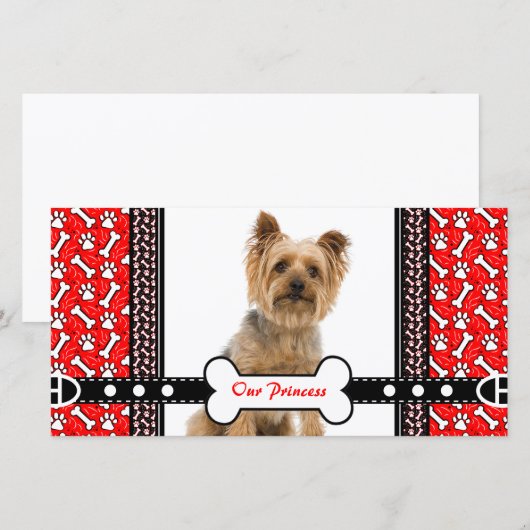 Pet Portret Fotokaart Paw en Bot (Voorkant / Achterkant)