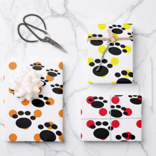 Pet poten en pooldots van cute Black Cartoon Inpakpapier Vel