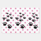 Pet poten en pooldots van cute Black Cartoon Inpakpapier Vel (Voorkant 2)