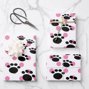 Pet poten en pooldots van cute Black Cartoon Inpakpapier Vel