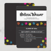 Pet Prints Veterinary School Afstuderen Kaart (Voorkant / Achterkant)