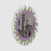 Pet Puppy Dog Eerste Kerstmis 2 Foto's Greenery Ornament (voorkant)