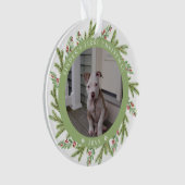 Pet Puppy Dog Eerste Kerstmis 2 Foto's Greenery Ornament (voorkant)