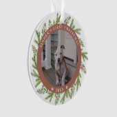 Pet Puppy Dog Eerste Kerstmis 2 Foto's Greenery Ornament (voorkant)