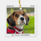 Pet Puppy Dog Foto aangepast Eerste Kerstmis Keramisch Ornament (Voorkant)