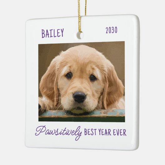 Pet Puppy Hond Foto Passief Beste Jaar Ooit Keramisch Ornament (Links)