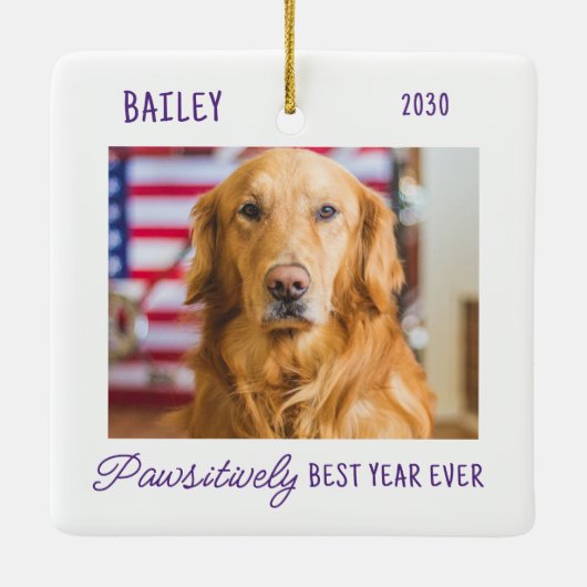 Pet Puppy Hond Foto Passief Beste Jaar Ooit Keramisch Ornament (Achterkant)