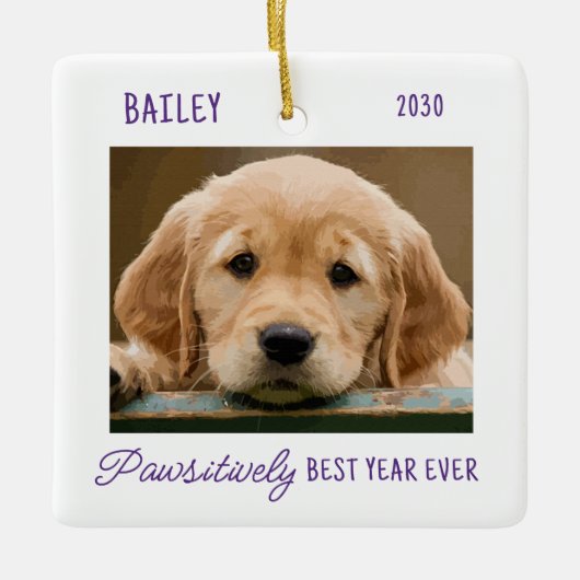 Pet Puppy Hond Foto Passief Beste Jaar Ooit Keramisch Ornament (Voorkant)