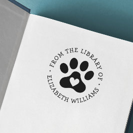 Pet pw-afdruk uit de bibliotheek van het boek voeg rubberstempel