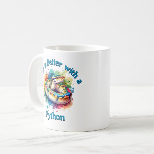 Pet Python Pet lover Koffie Drinker Reptiel Koffiemok (Voorkant links)