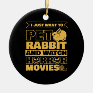 Pet Rabbit and Watch Halloween Keramisch Ornament