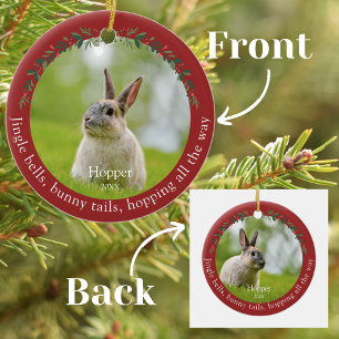 Pet Rabbit Bunny Foto Kerstmis Keramisch Ornament