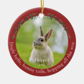 Pet Rabbit Bunny Foto Kerstmis Keramisch Ornament (Voorkant)