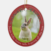 Pet Rabbit Bunny Foto Kerstmis Keramisch Ornament (Links)