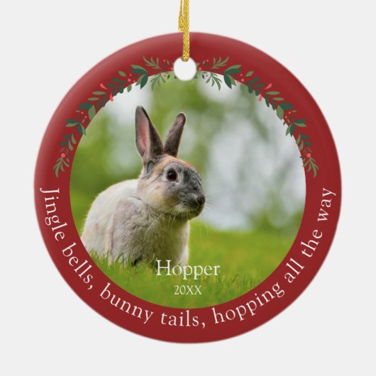 Pet Rabbit Bunny Foto Kerstmis Keramisch Ornament (Achterkant)