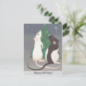 Pet rat Christmas postcard. Feestdagenkaart (Staand voorkant)