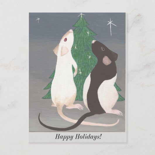 Pet rat Christmas postcard. Feestdagenkaart (Voorkant)