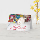 Pet Rat Marta Verjaardag Kaart (Gele Bloem)