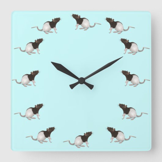 Pet Rat Painting Vierkante Klok (Voorkant)
