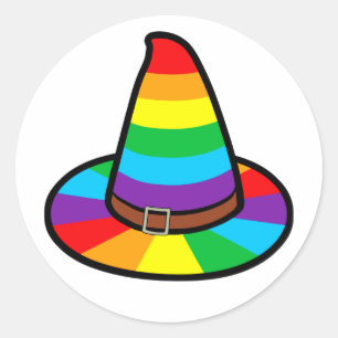Pet regenboogwitch ronde sticker