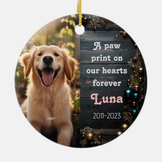 Pet Rememberance Keramisch Ornament (Achterkant)