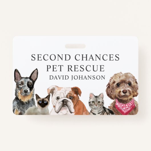 Pet Rescue Organization Naam Geïllustreerde Huisdi Badge (Voorkant)