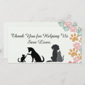 Pet Rescue Waardering supporters Bedankkaart (Voorkant / Achterkant)