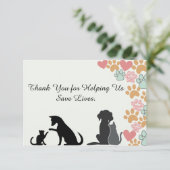 Pet Rescue Waardering supporters Bedankkaart (Staand voorkant)