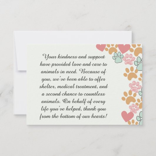 Pet Rescue Waardering supporters Bedankkaart (Achterkant)