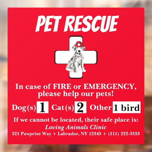 Pet Rescue Window Cling Raamsticker (Vel 2)