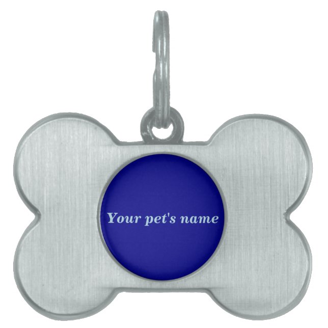 Pet’s Name With Blue Background on Bone Shaped Huisdieren Naamplaatje (voorkant)