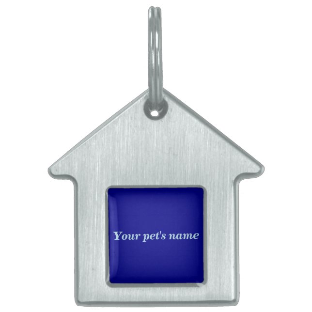 Pet’s Name With Blue Background on House Shaped Huisdieren Naamplaatje (Voorkant)