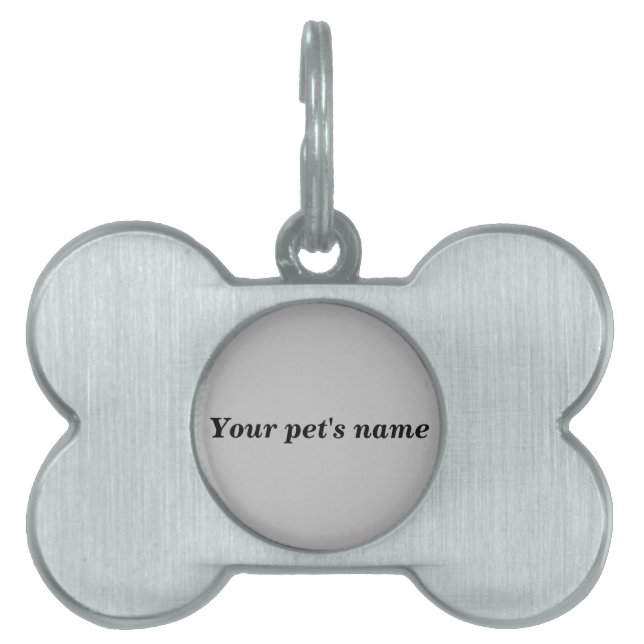 Pet’s Name With Gray Background on Bone Shaped Huisdieren Naamplaatje (voorkant)