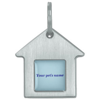 Pet’s Name With Light Blue on House Shaped Huisdieren Naamplaatje