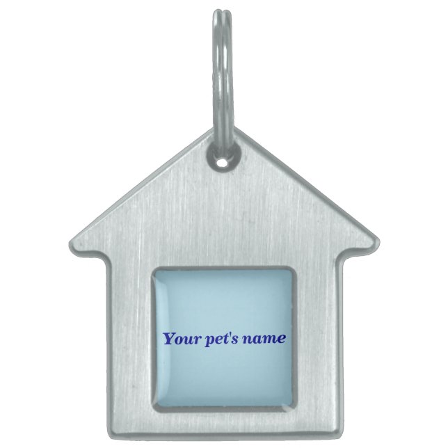 Pet’s Name With Light Blue on House Shaped Huisdieren Naamplaatje (Voorkant)