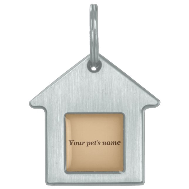 Pet’s Name With Light Brown on House Shaped Huisdieren Naamplaatje (Voorkant)