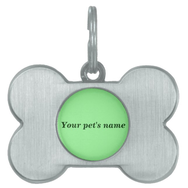 Pet’s Name With Light Green on Bone Shaped Huisdieren Naamplaatje (voorkant)