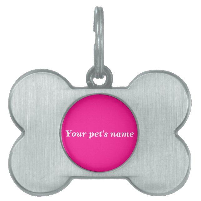 Pet’s Name With Pink Background on Bone Shaped Huisdieren Naamplaatje (voorkant)