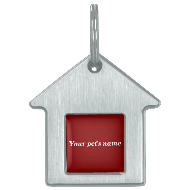 Pet’s Name With Red Background on House Shaped Huisdieren Naamplaatje (Voorkant)