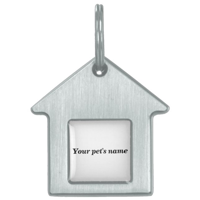 Pet’s Name With White Background on House Shaped Huisdieren Naamplaatje (Voorkant)