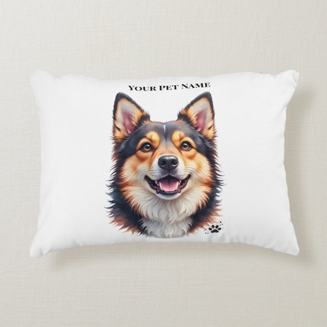 Pet’s Simple Modern Name & Photo Custom Design Accent Kussen (Voorkant)