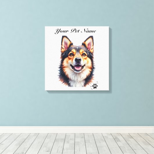 Pet’s Simple Modern Name & Photo Custom Design Canvas Afdruk (Insitu (Houten vloer))