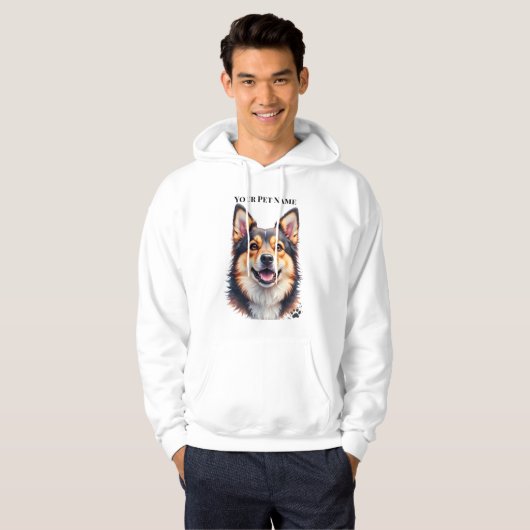 Pet’s Simple Modern Name & Photo Custom Design Hoodie (Voorkant volledig)
