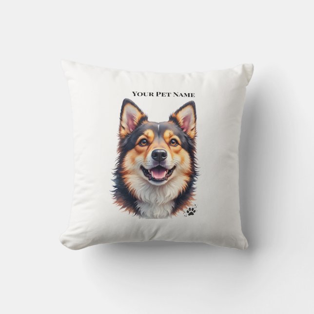 Pet’s Simple Modern Name & Photo Custom Design Kussen (Voorkant)