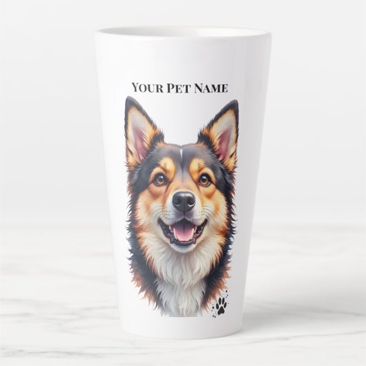 Pet’s Simple Modern Name & Photo Custom Design Latte Mok (Voorkant)