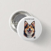 Pet’s Simple Modern Name & Photo Custom Design Ronde Button 3,2 Cm (Voorkant /achterkant)